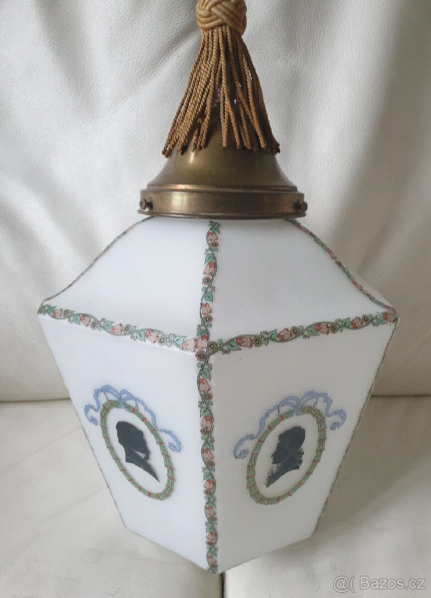 Starožitný lustr na tyči - stínítko stínohra - 4