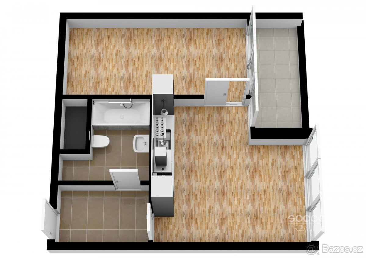 Pronájem bytu 2+kk/B, 46 m2 + 5 m2 balkon, ulice Breitfeldov - 4