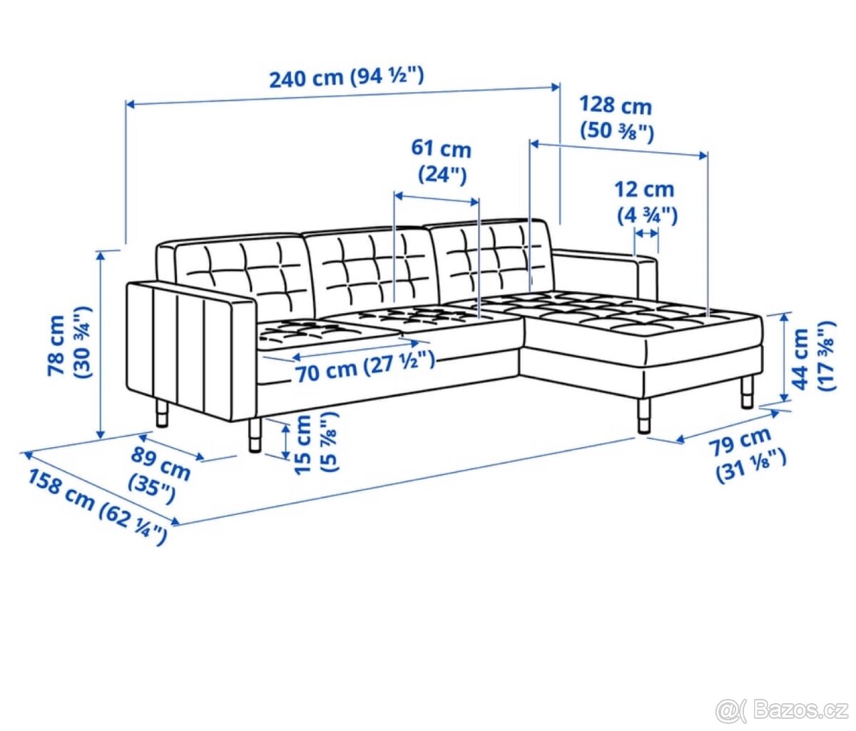 Landskrona 3 mistna pohovka (ikea) - 4