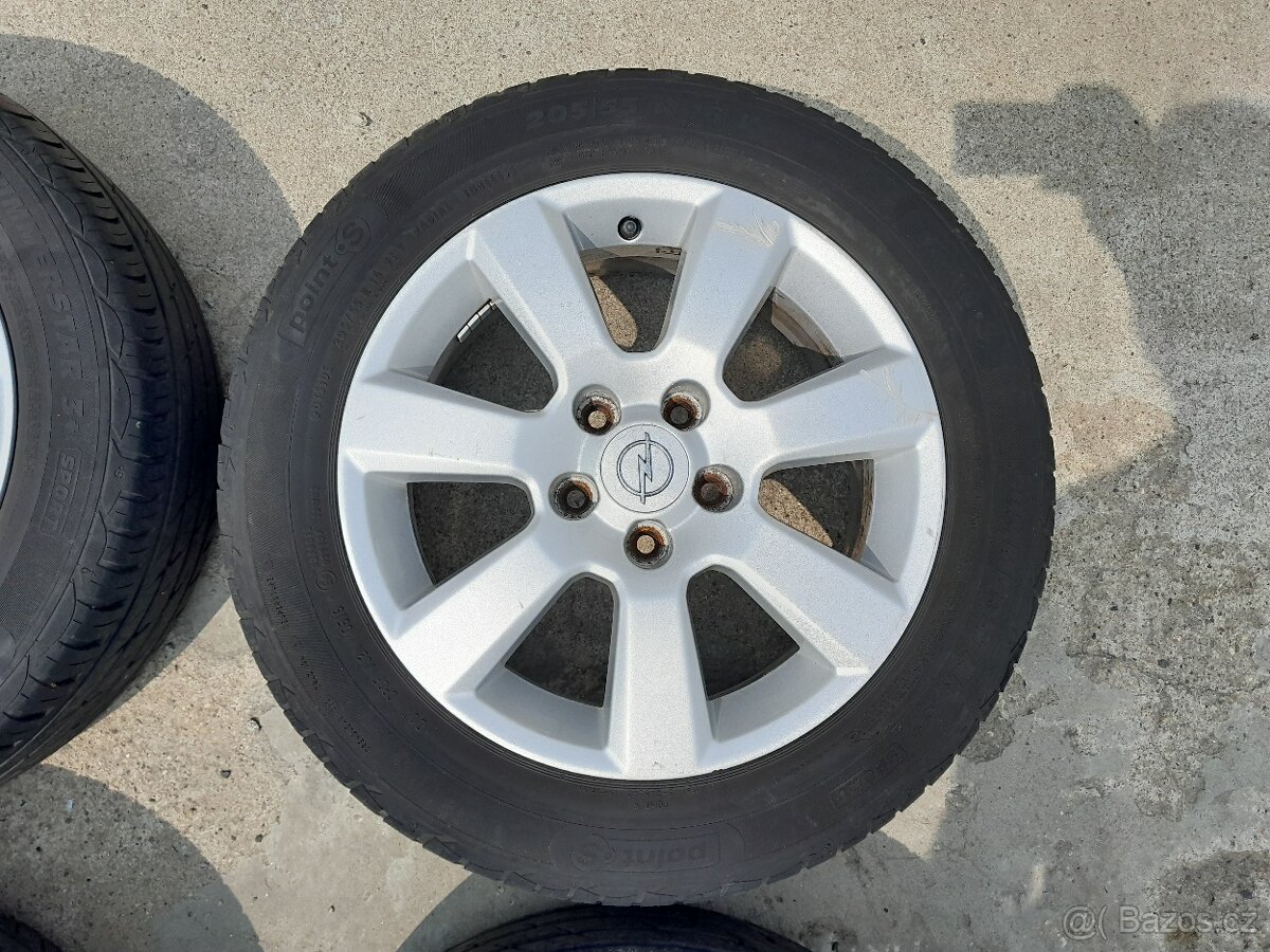 Sada alu kol originál OPEL, 6,5x16, 5x110, ET41; pneu 205/55 - 4