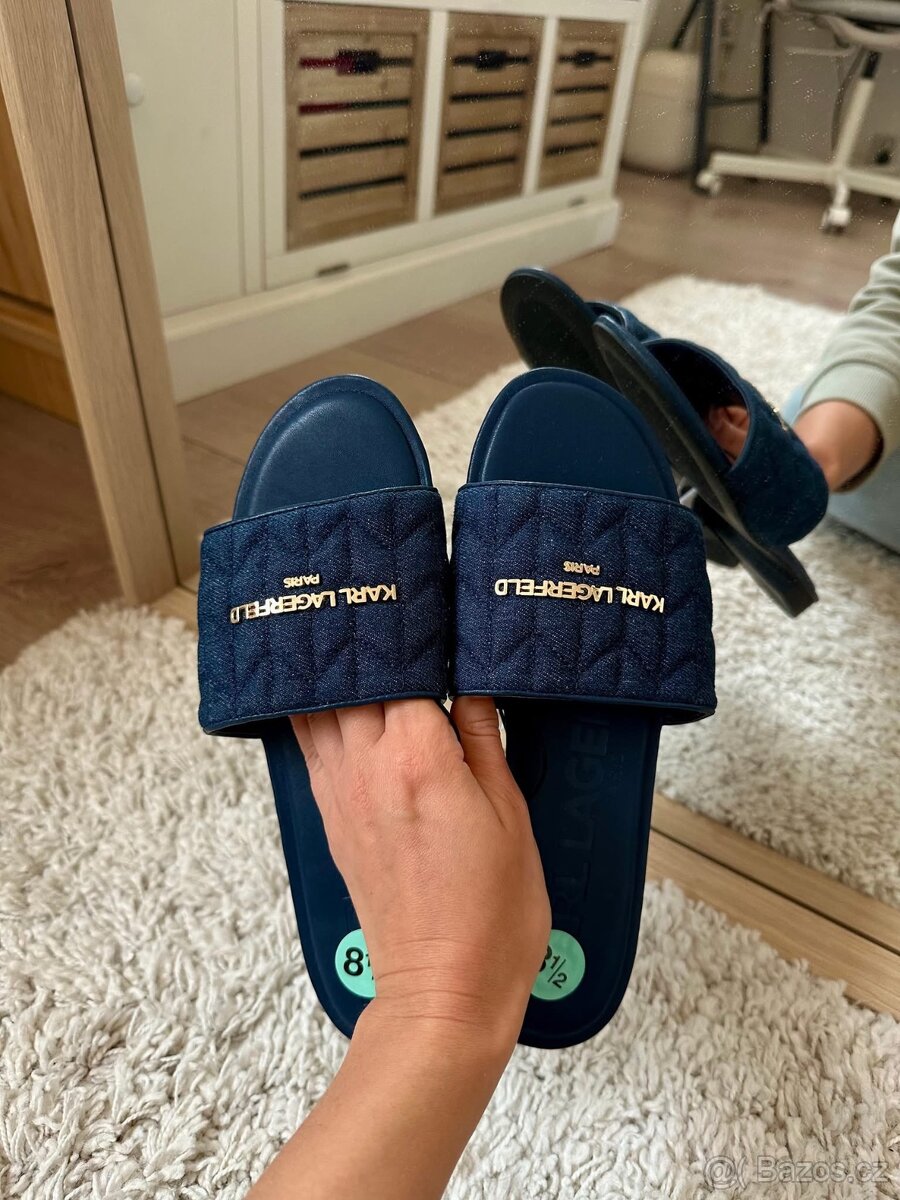 LETNÍ TMAVĚ MODRÉ PANTOFLE / SANDÁLKY KARL LAGERFELD - 4