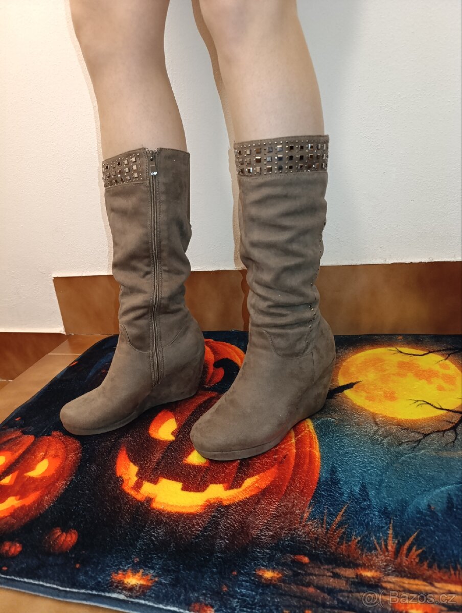 Semišové kozačky 39 - 4