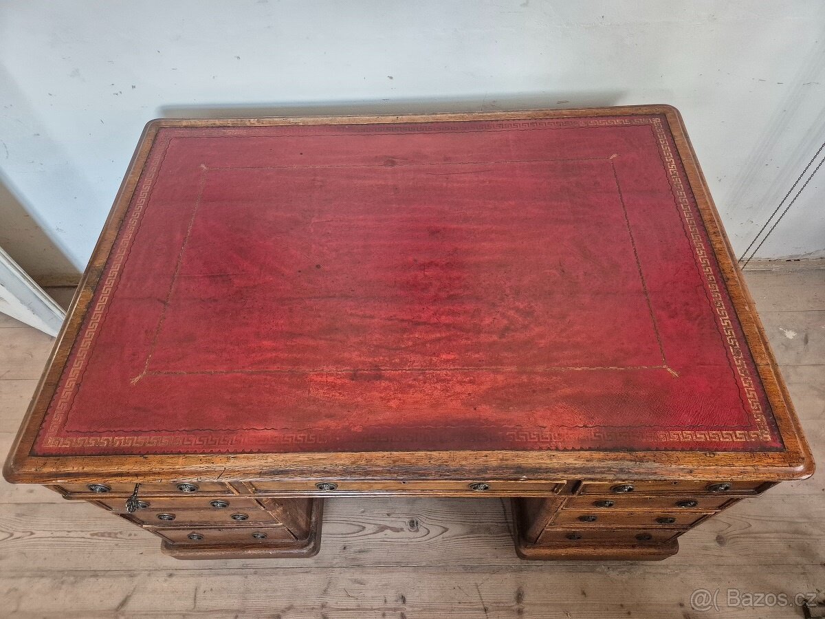 Anglický viktoriánský psací stůl - Oboustranný - 4