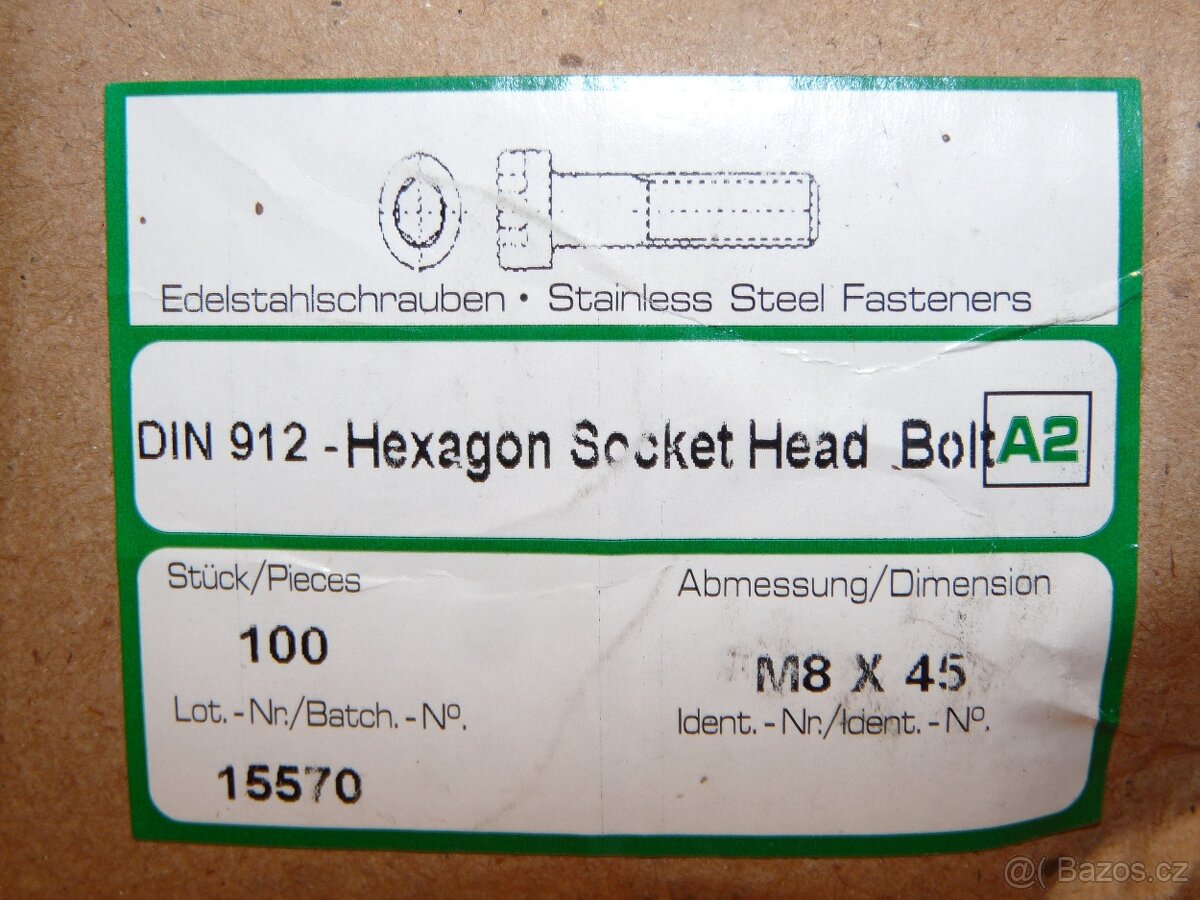 Šroub šestihranný DIN 933 M8x45 nerez A2-70 - 4