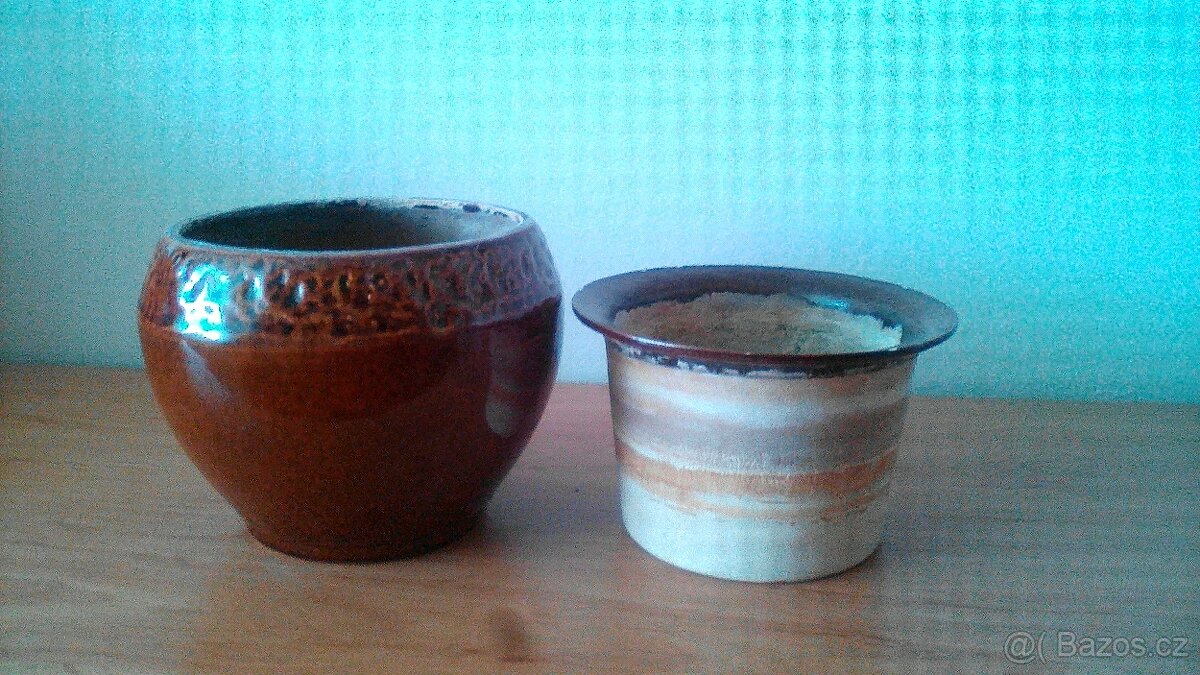Retro obaly na květináč-plast,keramika,bam.polička,květináče - 4