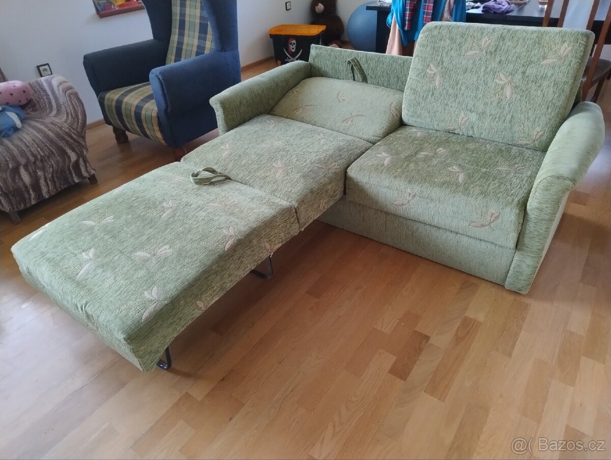 Rozkládací pohovka (gauč) zelená - 4