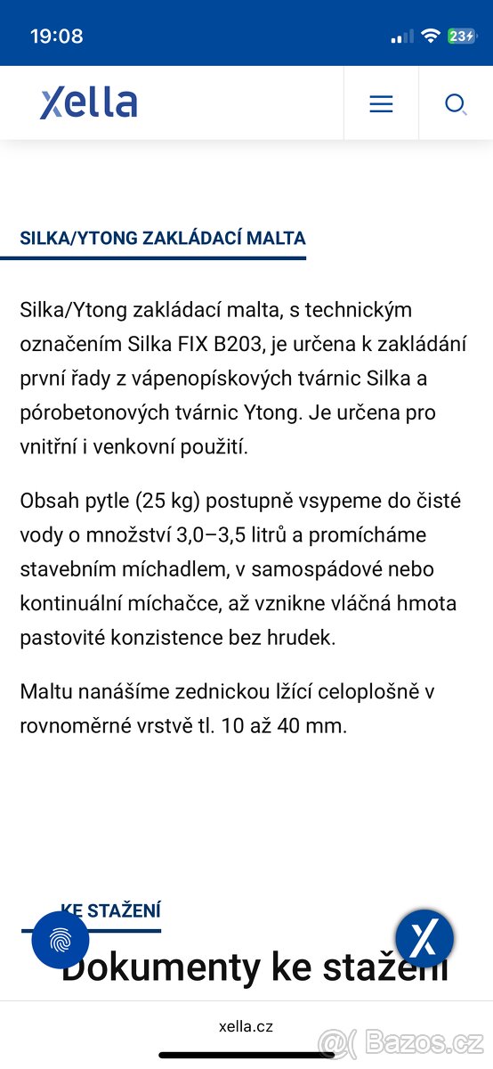 Zakládací malta Silka fix B203 YTONG - 4