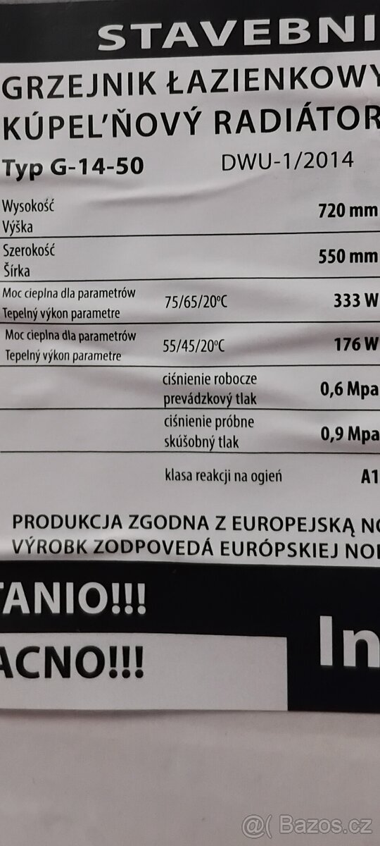 Koupelnový radiátor bílý. - 4