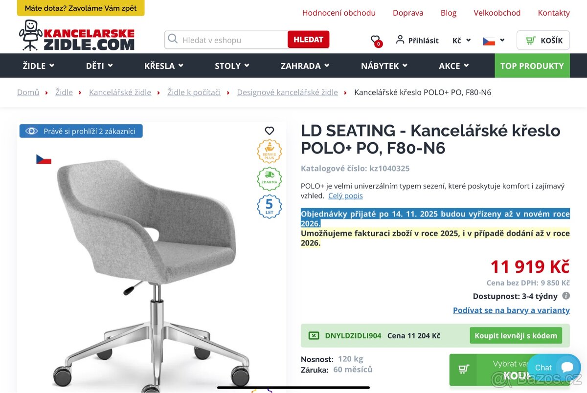 kancelářská židle LD Seating Pluto - top stav, více ks - 4