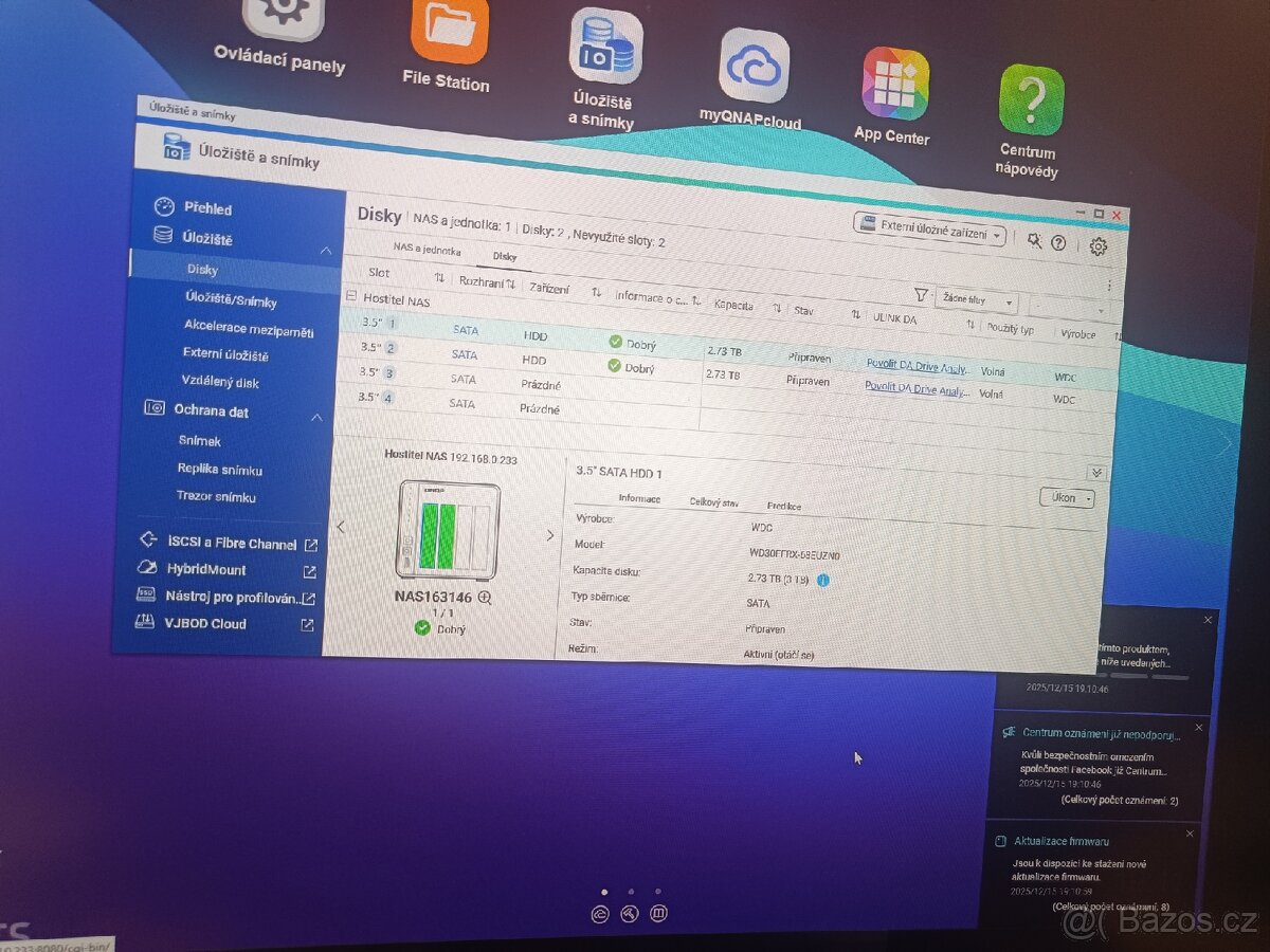 NAS QNAP TS431 P2 na 4 HDD a 2 x 3TB WD RED
- 4