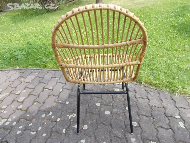 Retro ratanové - proutěné křeslo - 4