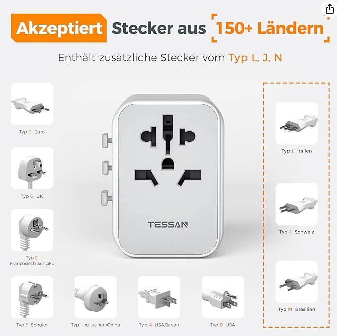 Mezinárodní cestovní adaptér/nabíječka - 4