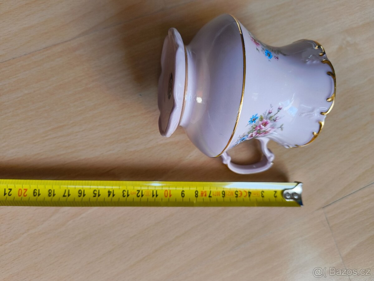 Růžový porcelán značený hrnek - 4