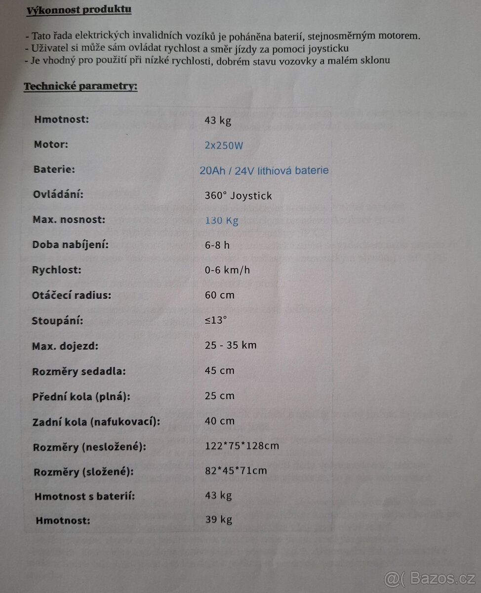 Elektrický invalidní vozík JJW-6003(B)) - 4