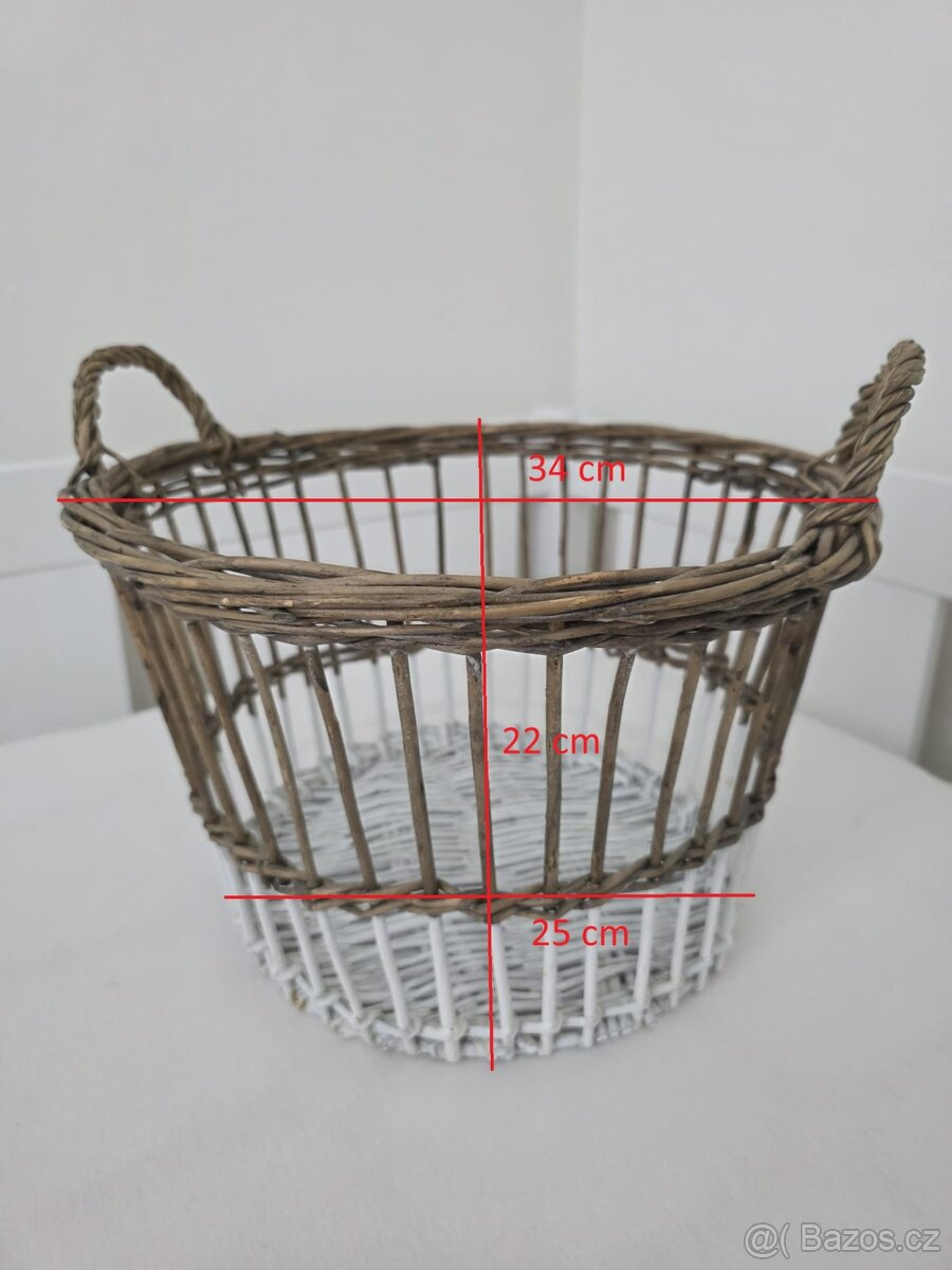 Hnědo-bílý koš / dekorace - 4