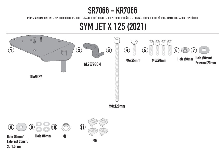 Nosič kufru GIVI SR7066 - SYM JET X 21-25 - 4