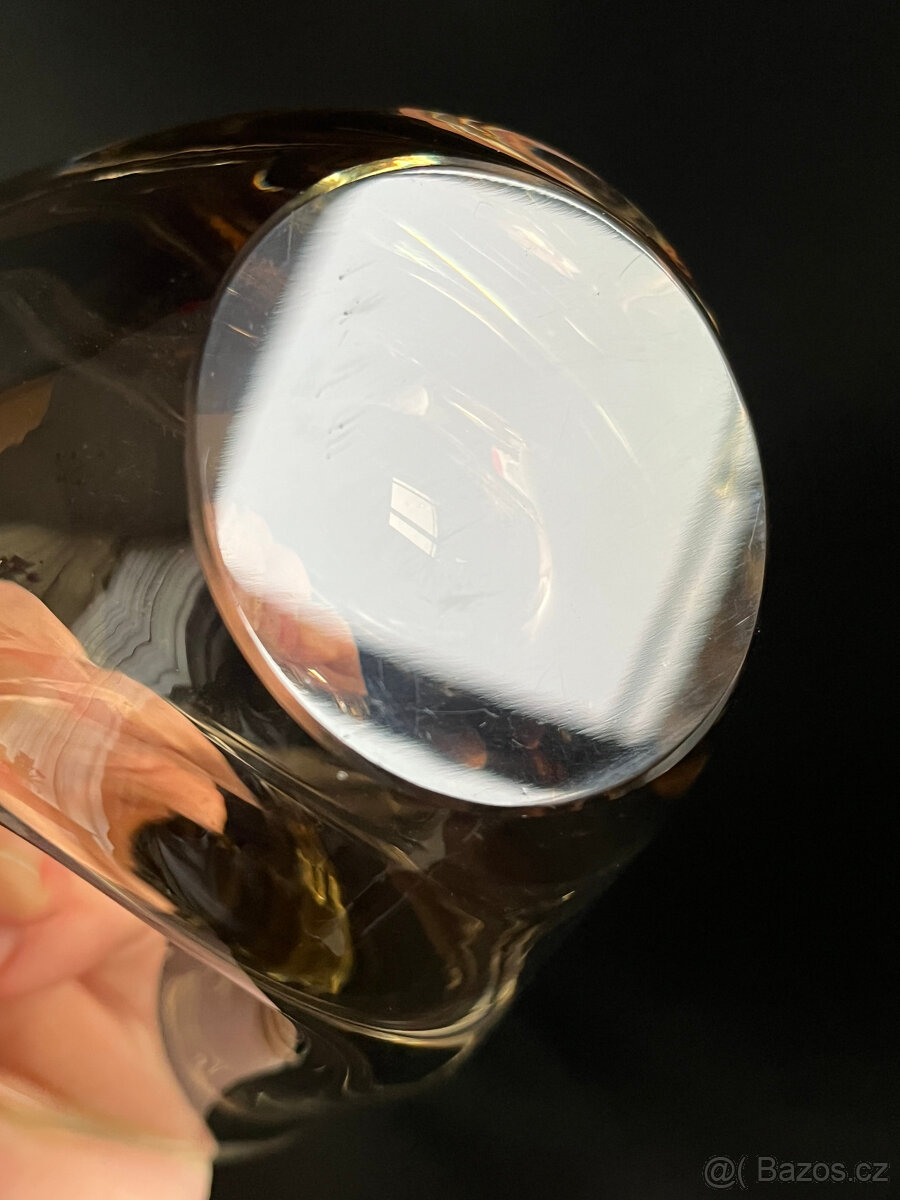 Košík 20 cm, citrínové, ambrové hutní sklo, M. Klinger - 4