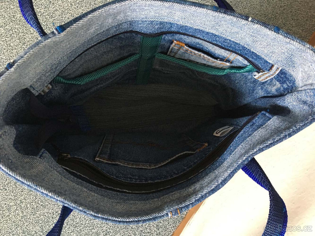 OBR květy - jeans - přívěsek - 4