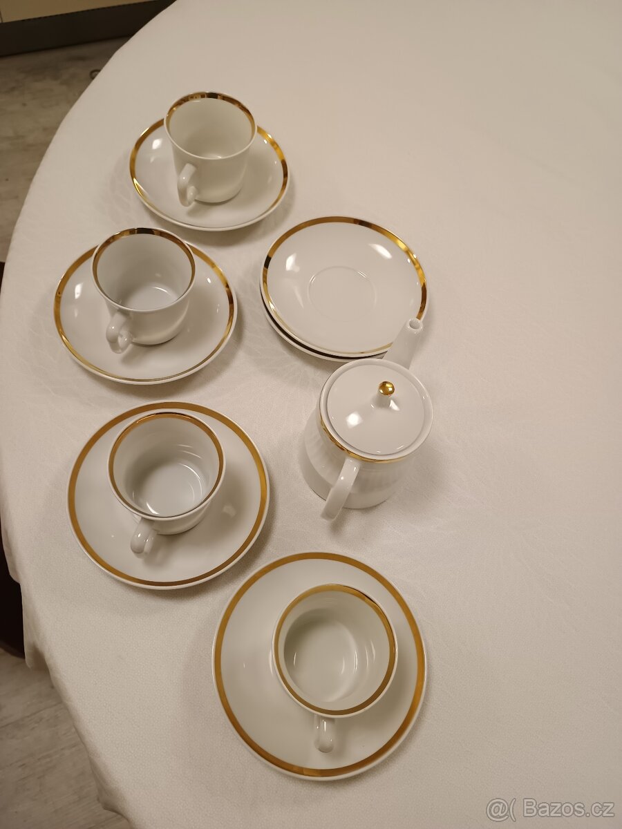 kávová souprava bílo-zlatá 11 ks - 4
