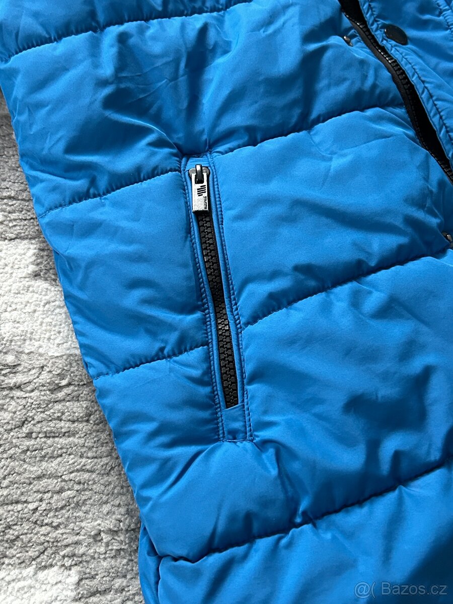 Zimní bunda dětská vel. 152, modrá, péřová, jako nová - 4