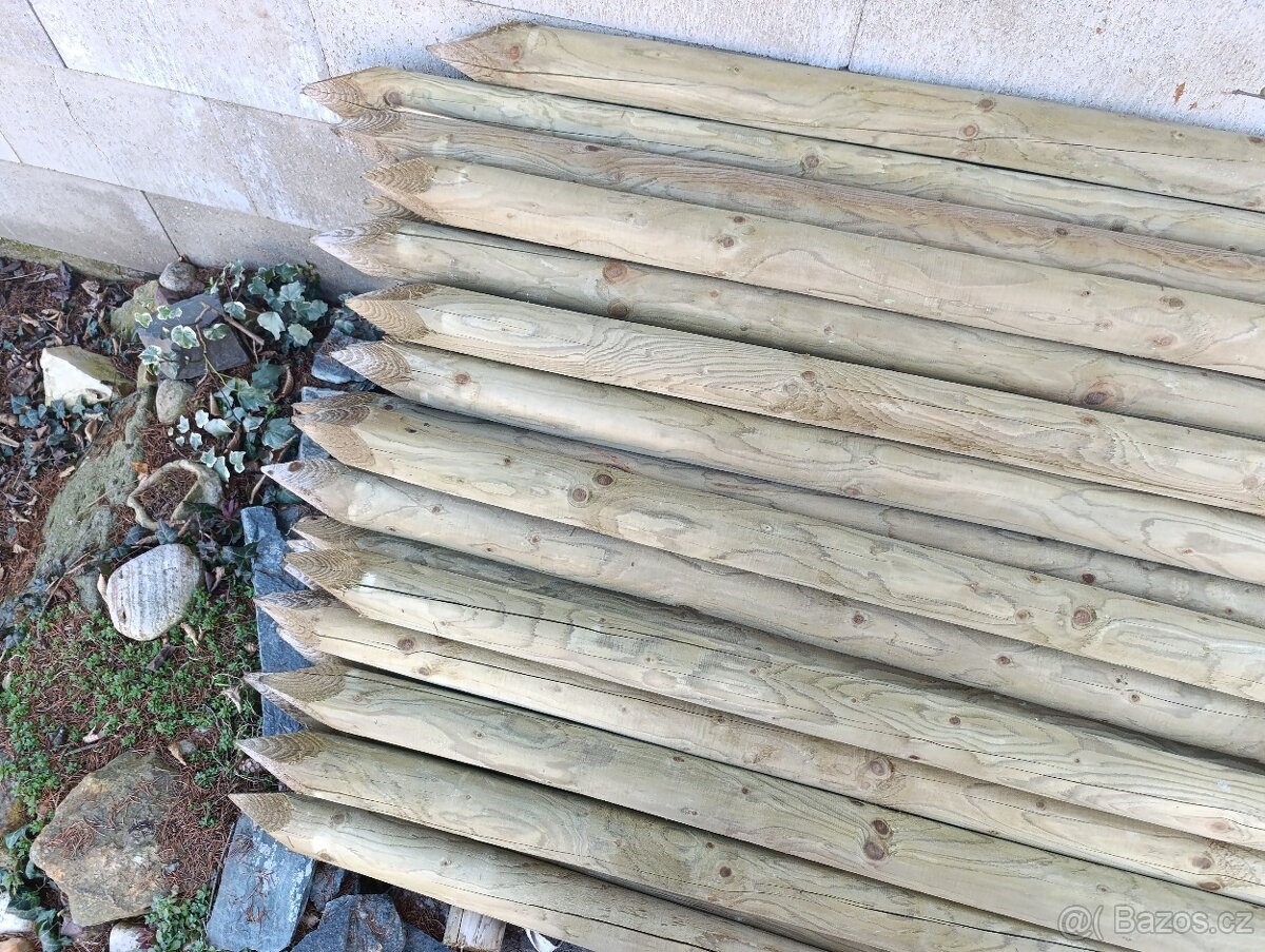 15ks Kůl / sloupek dřevěný 80x1800 (mm) impregnovaný - 4