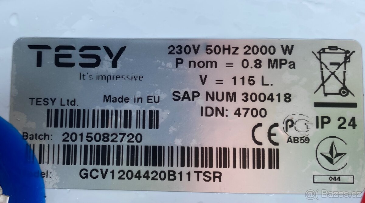 Boiler- ohřívač vody- Tesy na 115l.Levně - 4