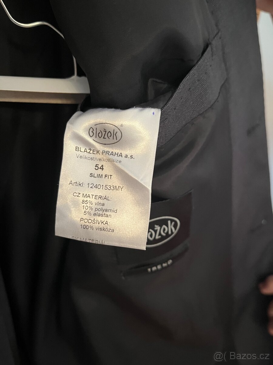 Pánský šedomodrý oblek Blažek, slim fit - 4