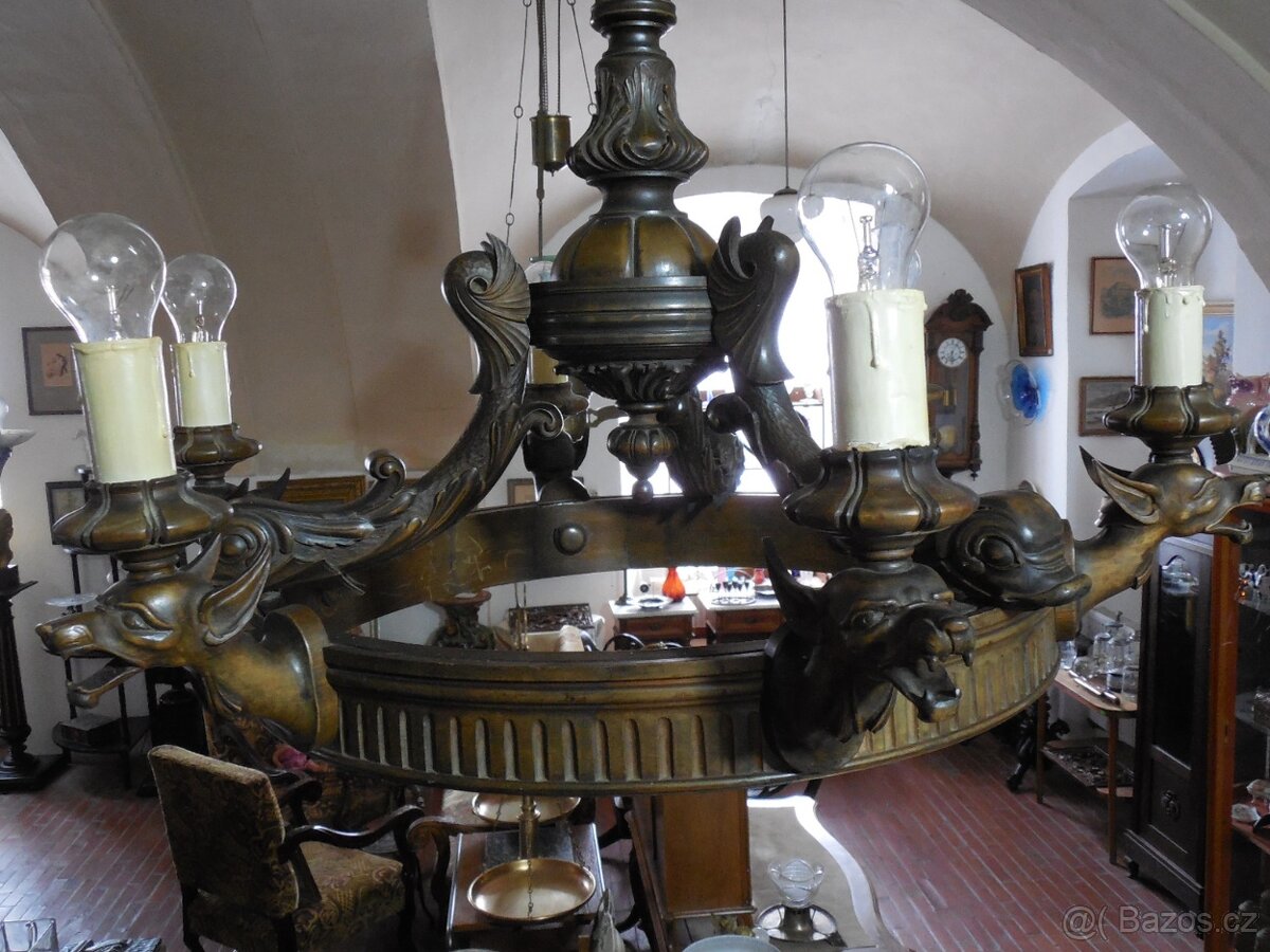 Starožitný lustr draci - 4