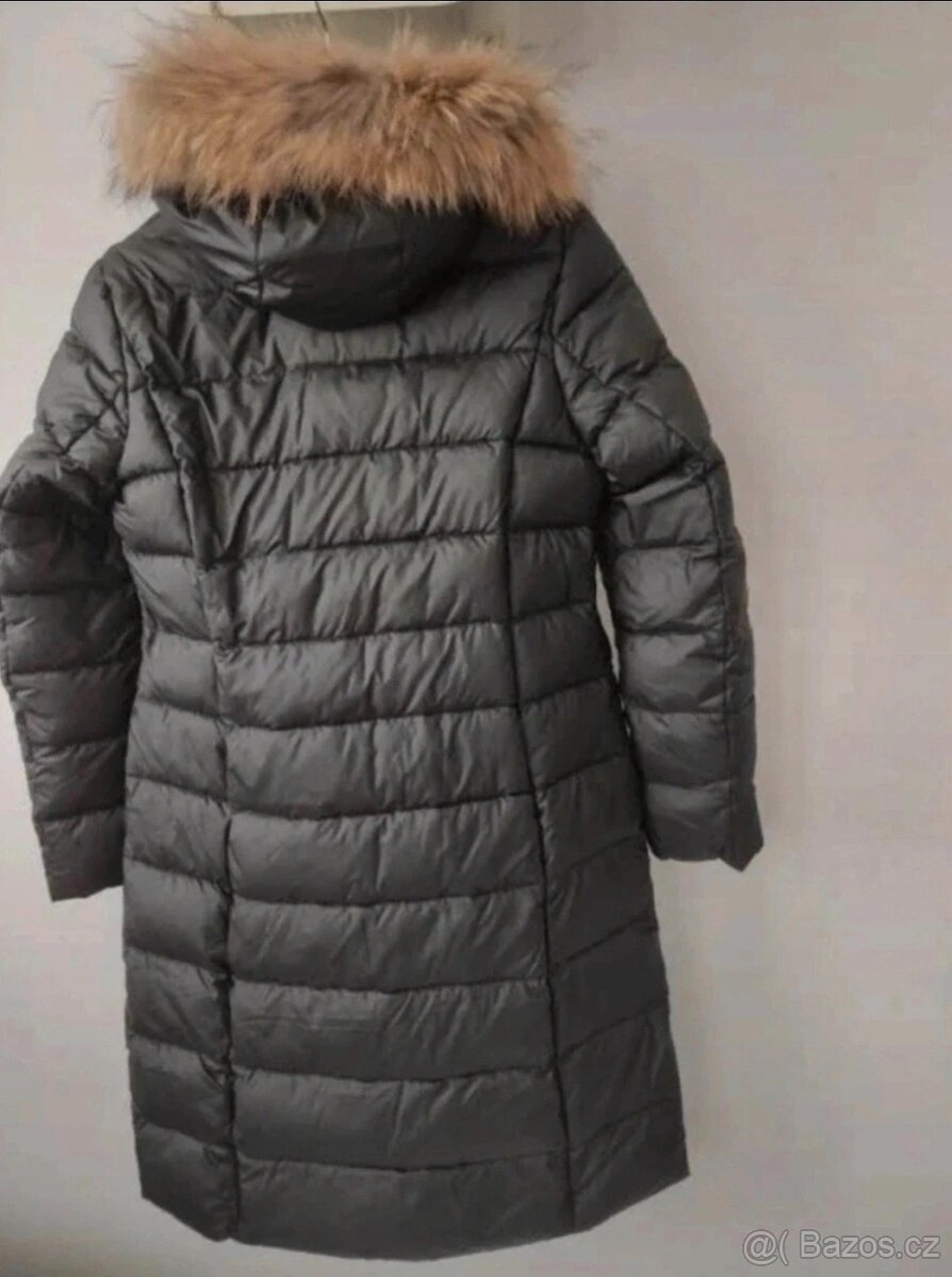 Nový dámský kabát s pravou kožešinou, bunda vel M - 4
