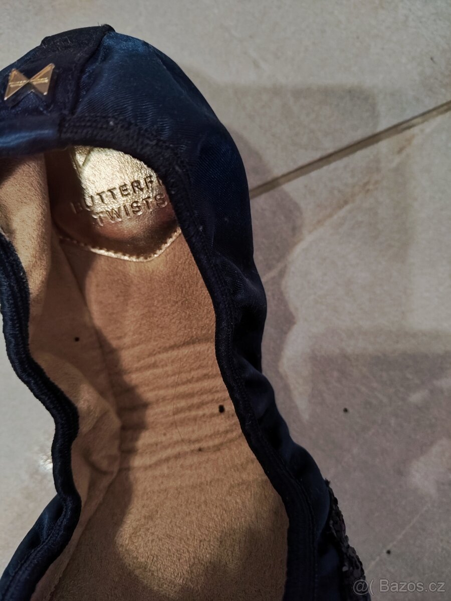 Nové modré třpytivé skládací balerínky vel. 38 - 4