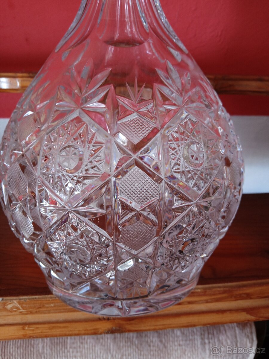 Broušená křištálová karafa na víno - 4