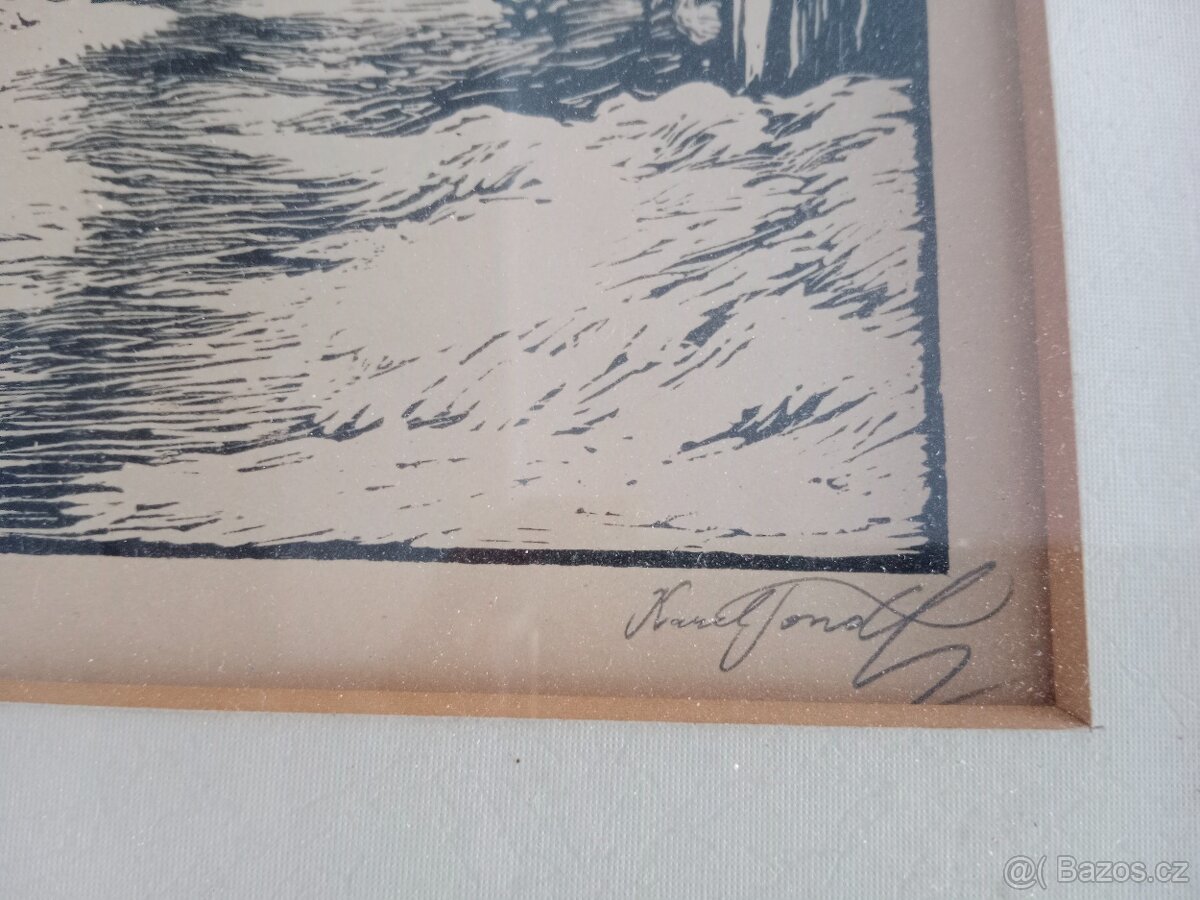Obraz dřevoryt orig. Tondl, LETNÍ SLEVA 10% - 4