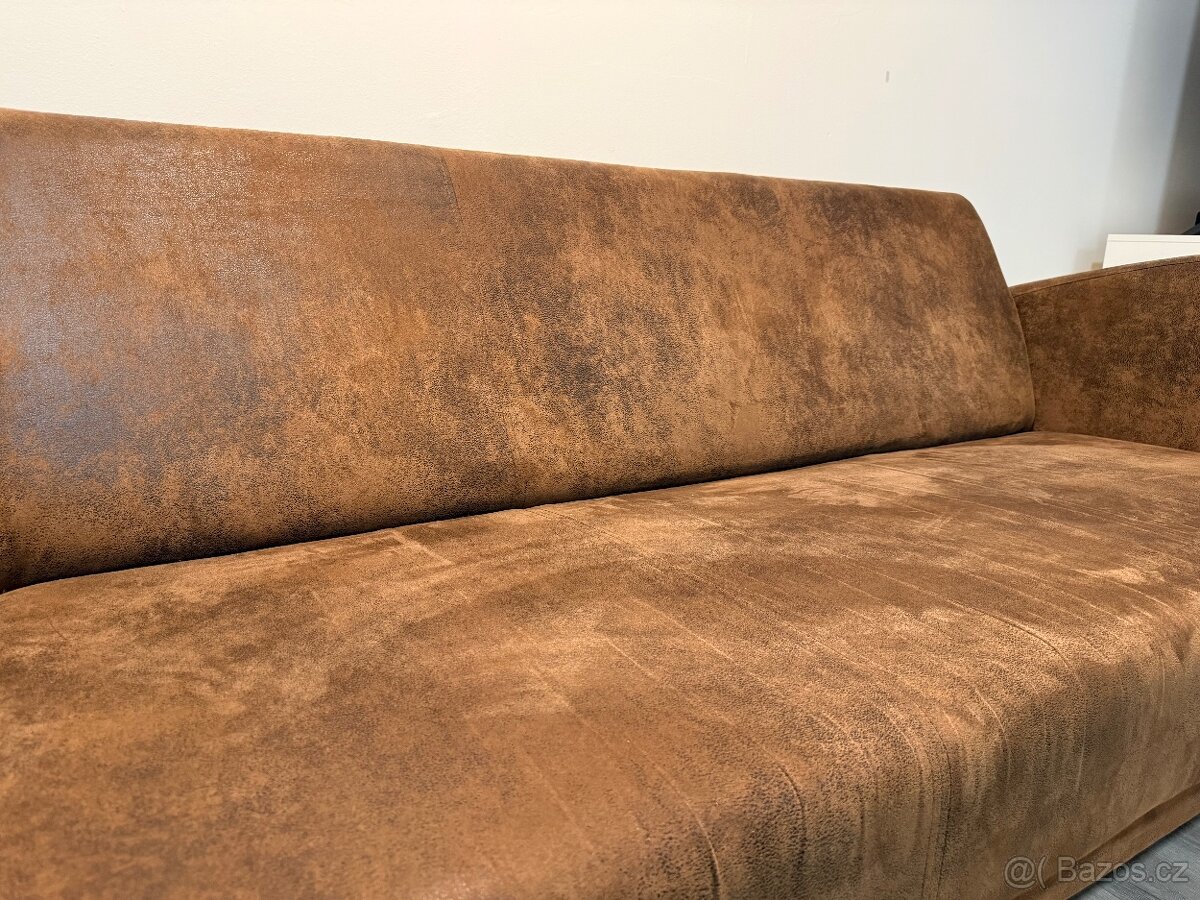 Luxusní trojsedačka v imitaci broušené kůže - 4
