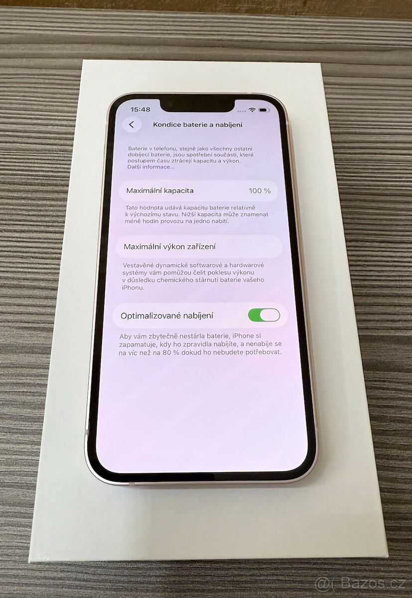 Apple iPhone 13 mini 128GB růžový, baterie 100% - 4