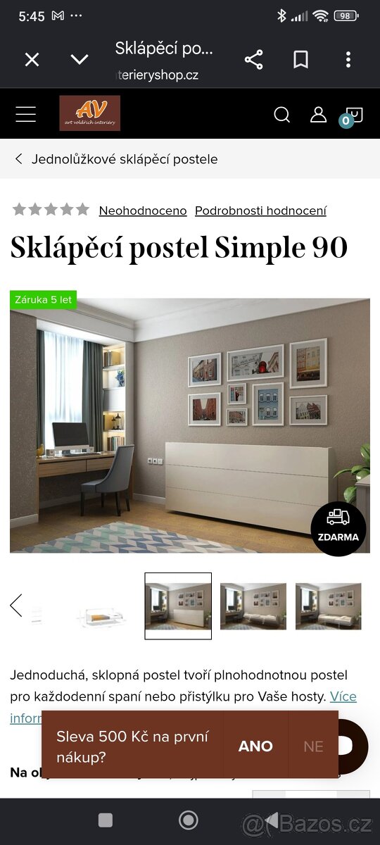 Sklápěcí postel single - 4