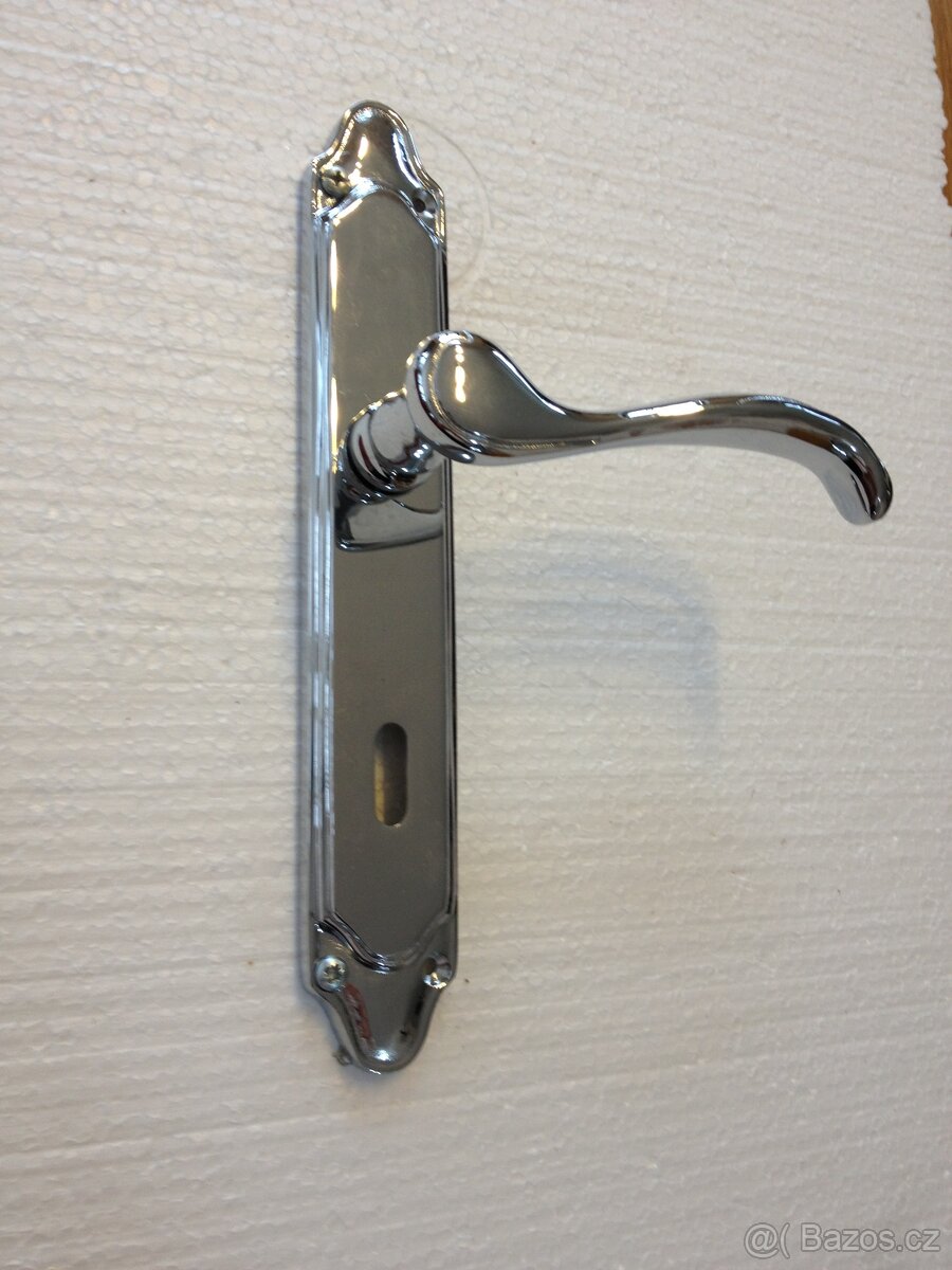 Dveřní klika / kování, stříbrná lesk, rozteč 72mm /6ks - 4