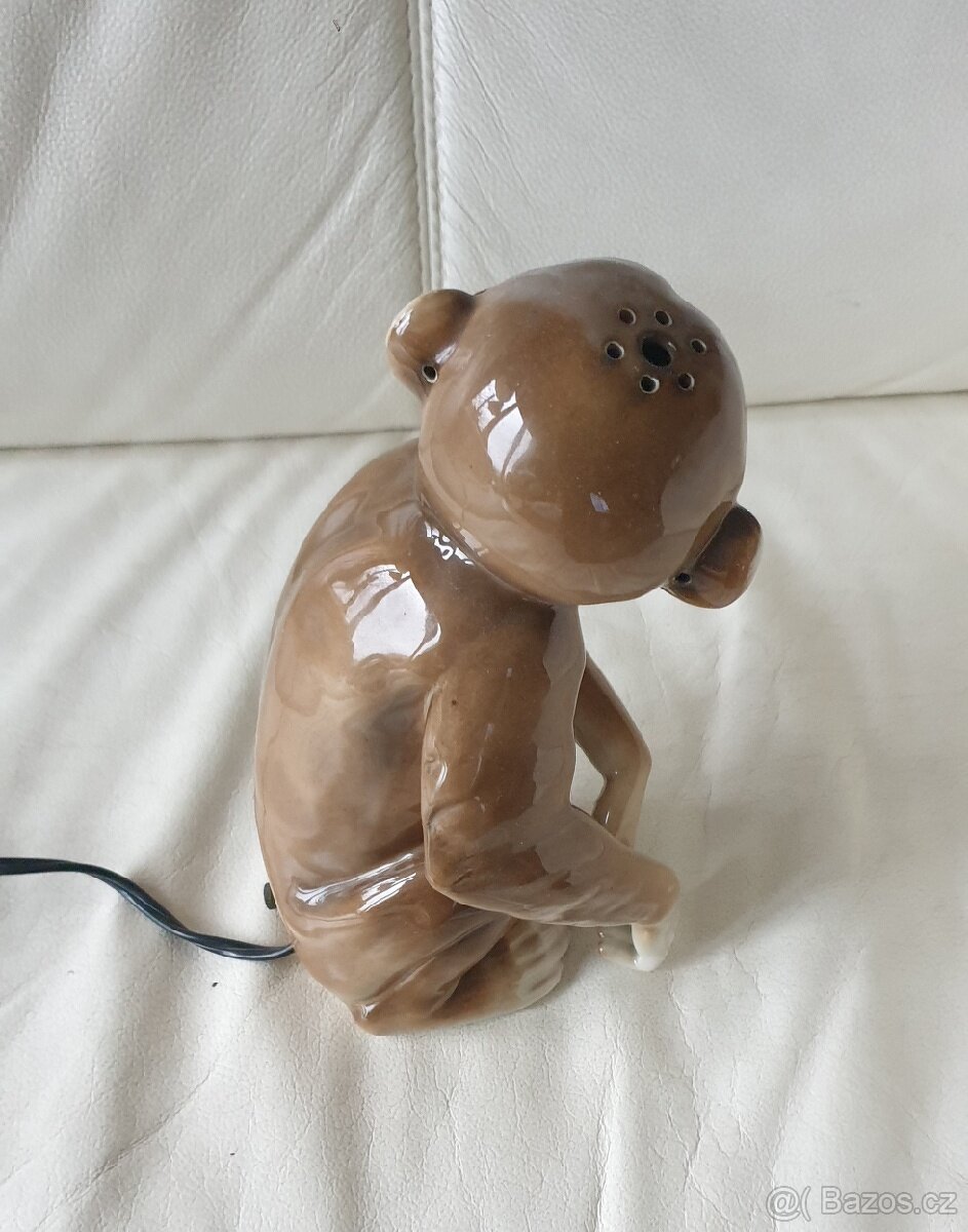 Starožitná lampička opice - Capodimonte - unikát - 4