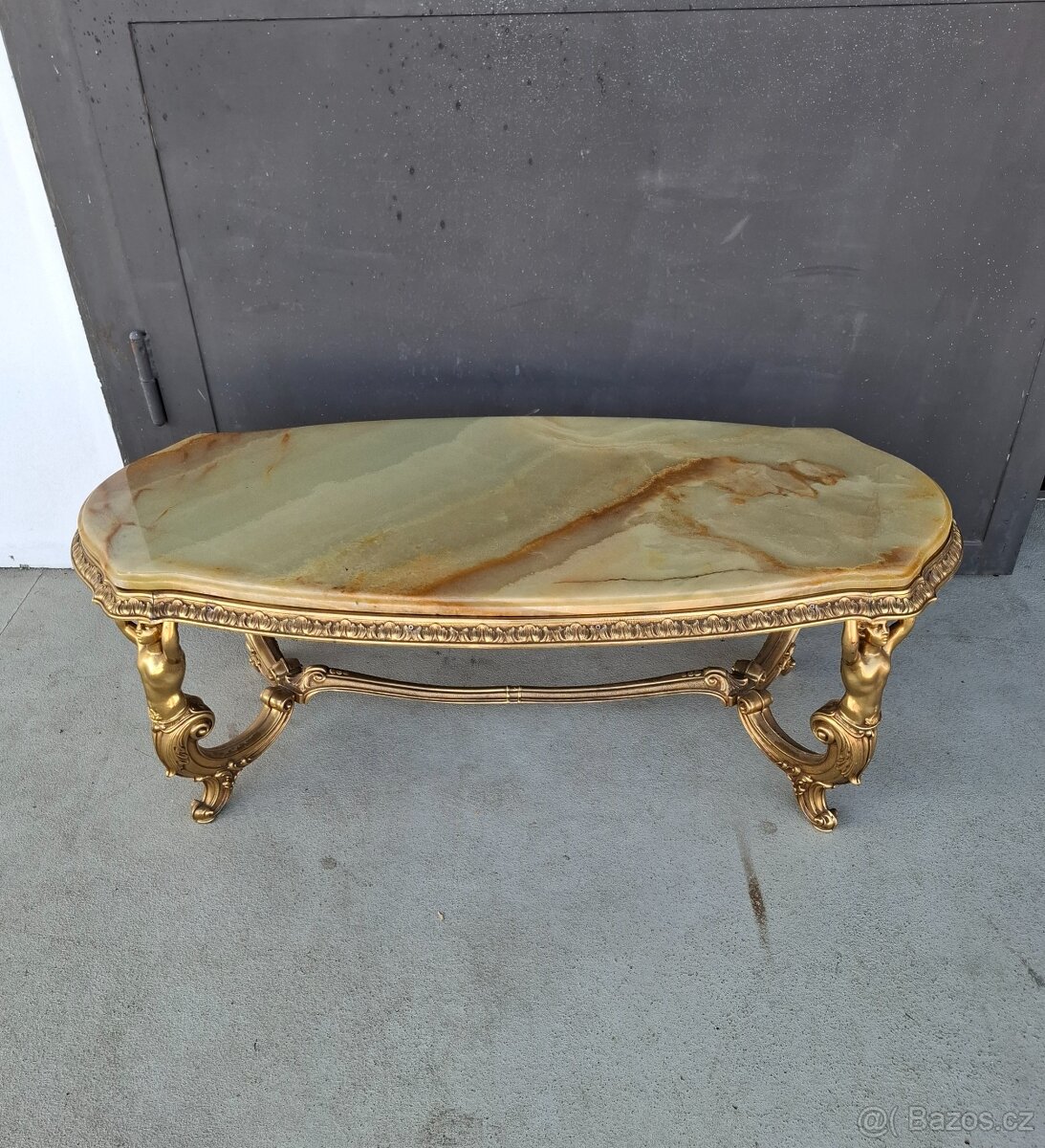 Bronzový figurální stůl s mramorem - 4