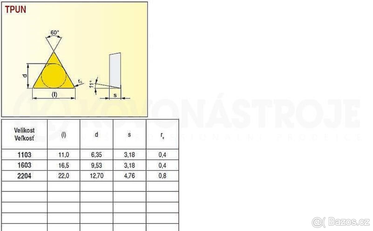 Břitové destičky TPUN 160308 P20 (sada) Pramet ČR (NOVÉ) - 4