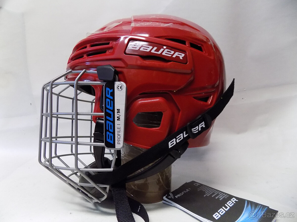 Hokejová helma Bauer IMS 5.0 s mřížkou (černá L + červená M) - 4