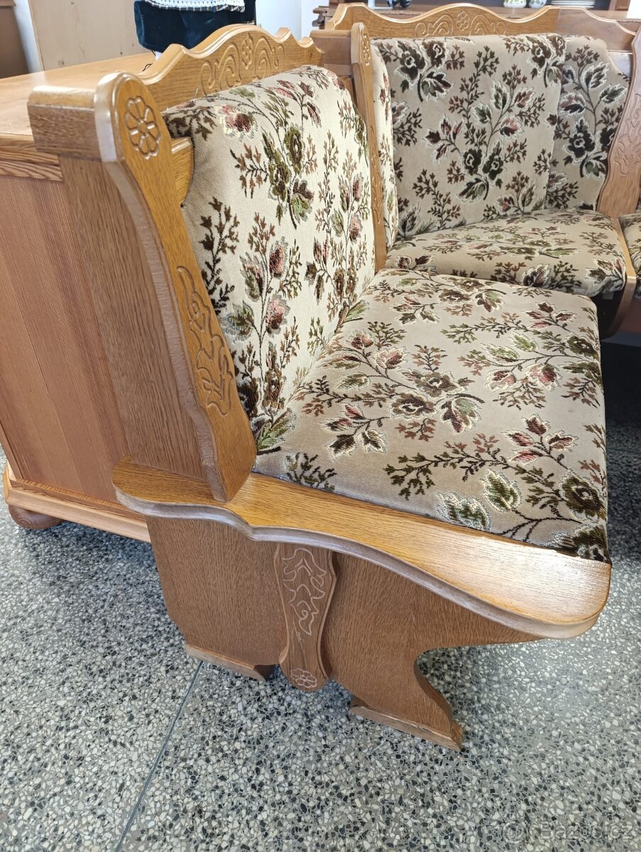 Rustikální jídelní set, stůl, 2 židle, lavice, masív - 4