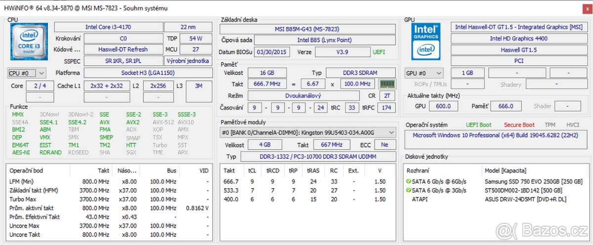 PC i3-4170/16Gb/250Gb SSD+500Gb Hdd - 4