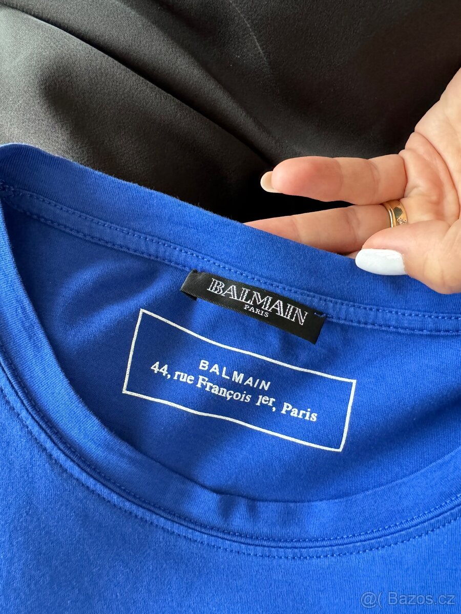 Pánské tričko BALMAIN (modré) vel. M - 4