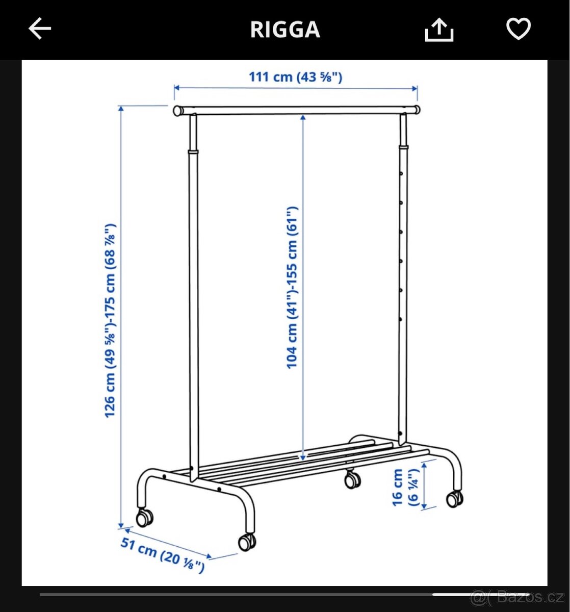 Šatní stojan/štendr na oblečení IKEA - 4