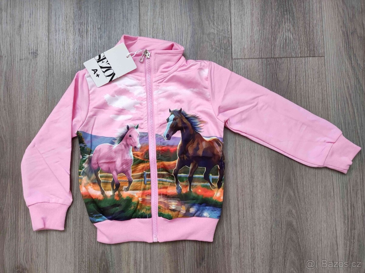 Dívčí slabá mikina koně, kočička, koníci nová - 4