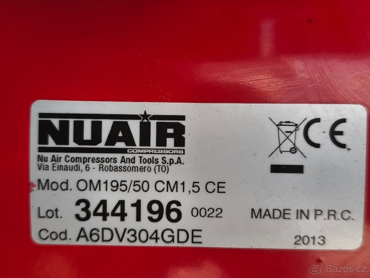Prodám NEPOUŽITÝ Bezolejový kompresor NUAIR -50 LITRŮ - 4