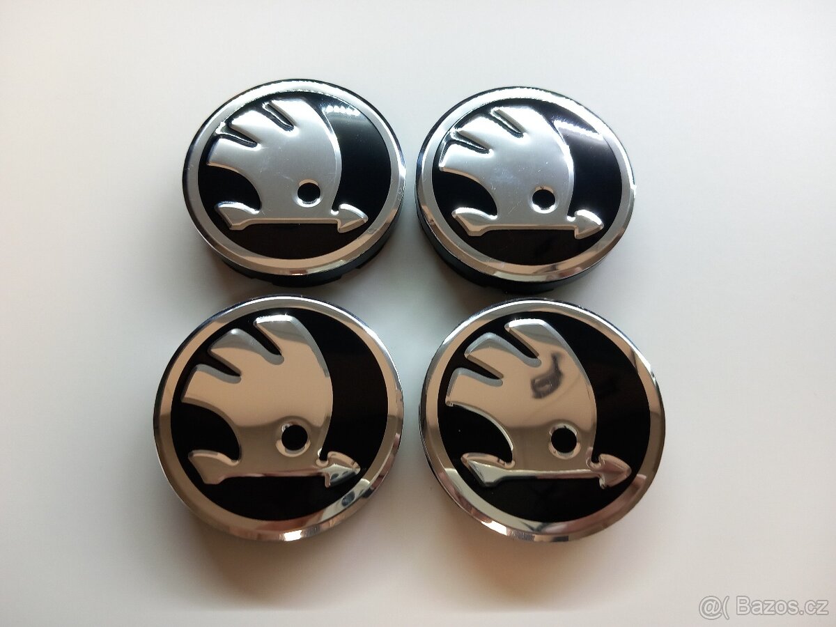 Středové krytky Škoda chrom, 56x52mm - 4
