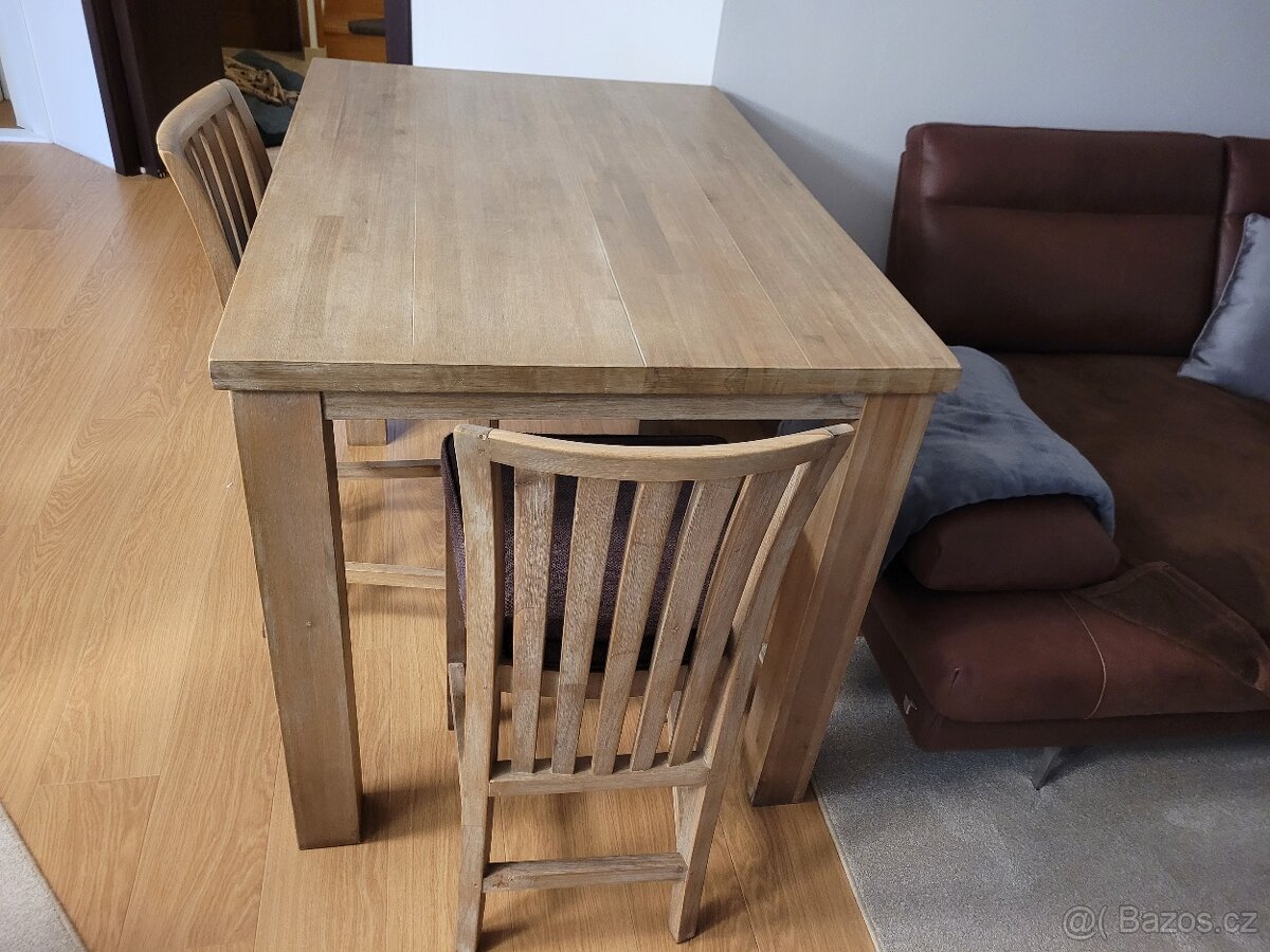 Masivní dřevěný stůl a židle - 4