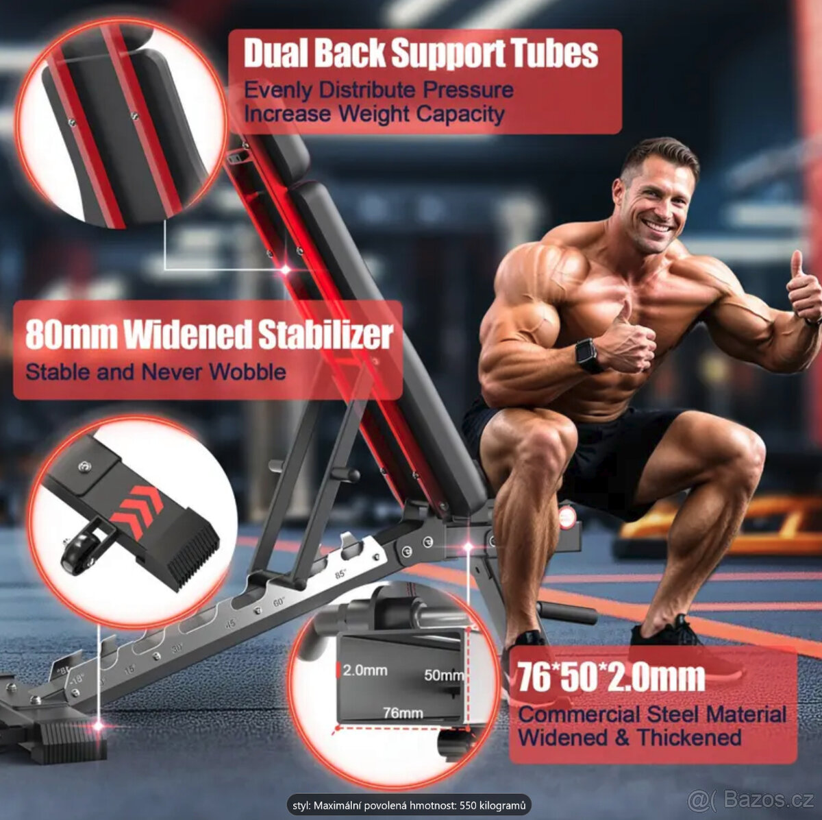 Polohovací lavice - 600kg nosnost, NOVÁ - 4