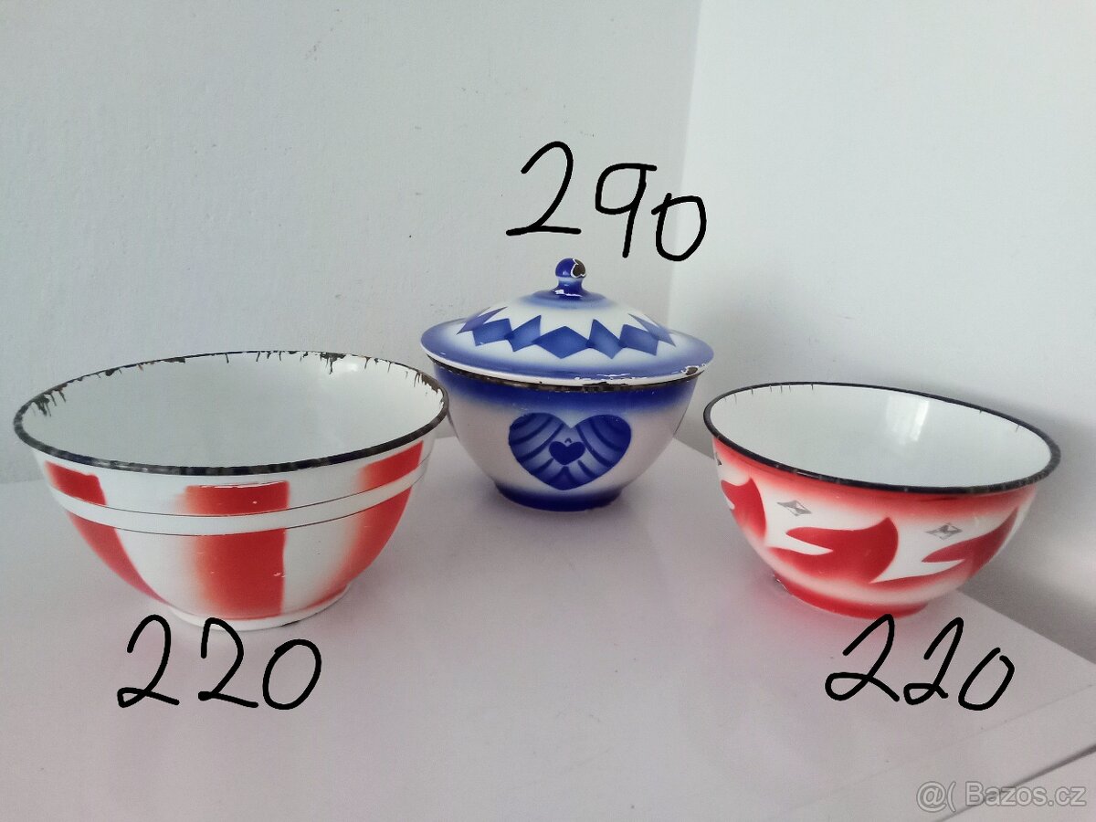 Staré, barevné, smaltované nádobí - 4